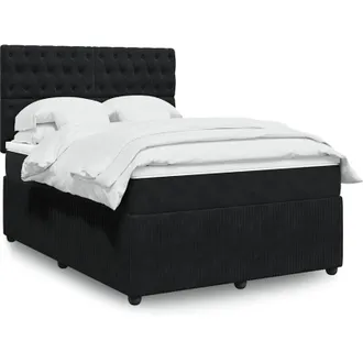 vidaXL Cama Box Spring Con Colch&oacute;n Terciopelo Negro 140x190 Cm Vidaxl