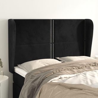 vidaXL Cabecero Con Orejas De Terciopelo Negro 147x23x118/128 Cm Vidaxl