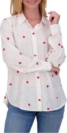 Lucky Brand Heart Print Button-Up Shirt in Berry at Nordstrom Rack, Size X-Small