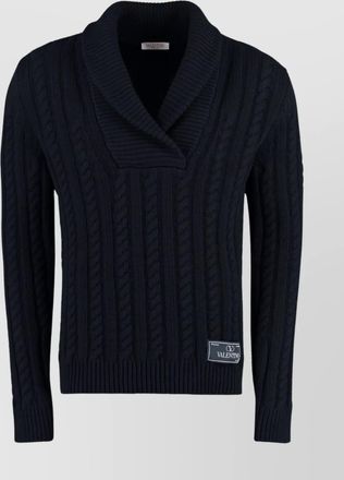 Valentino cable knit shawl collar sweater