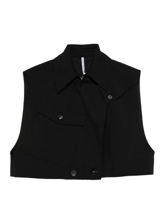 Liviana Conti flap-pocket collared waistcoat - women - Acetate/Virgin Wool/Polyester/Polyester - 40 - Black