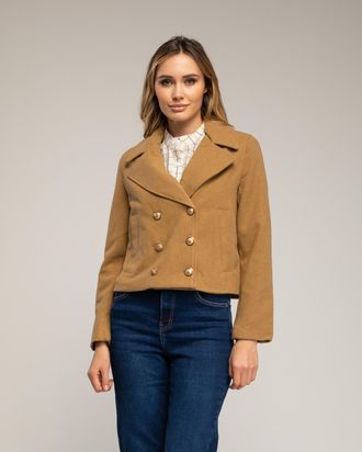 Tantra Kort laken jasje met revers, gouden knopen en zijzakken