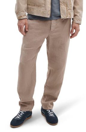 Rag & Bone Evan Back Elastic Waist Linen Dress Pants in Beige at Nordstrom, Size 30