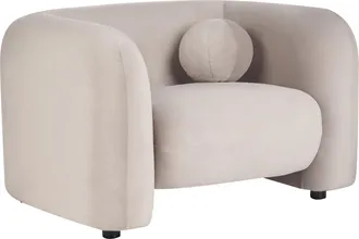 Beliani Sill&oacute;n De Terciopelo Moderno Con Coj&iacute;n Redondo Gris Pardo Leiren