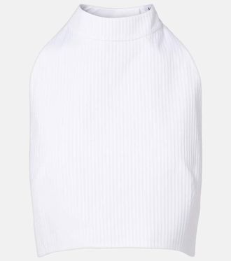 Alaia Ribbed halterneck cotton top