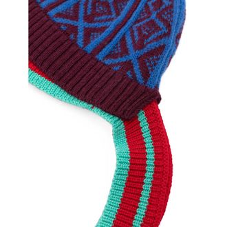 Dries Van Noten 4761 Geometric-Patterned Knit Baseball Cap - Blue