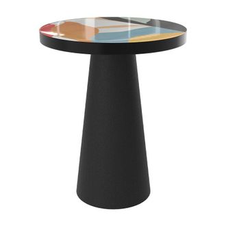 Rendez-Vous D&eacute;co Mesa Auxiliar Redonda De Metal Multicolor Y Negro D40,5 Cm - Cheyenne