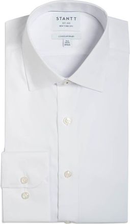 Stantt Contemporary Fit Performance Twill Dress Shirt in White at Nordstrom, Size 17 - 36