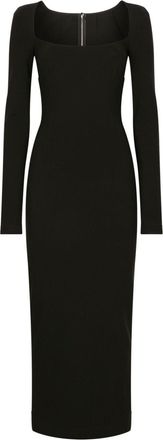 Dolce & Gabbana long-sleeve square-neck midi dress - women - Polyamide/Viscose/Elastane - 36 - Black