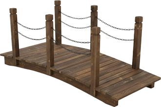 Relaxdays Relaxdays Puente De Jard&iacute;n, Postes Con Cadenas, Madera De Abeto, Para Estanque, 55 X 150 X 67 Cm, Colores
