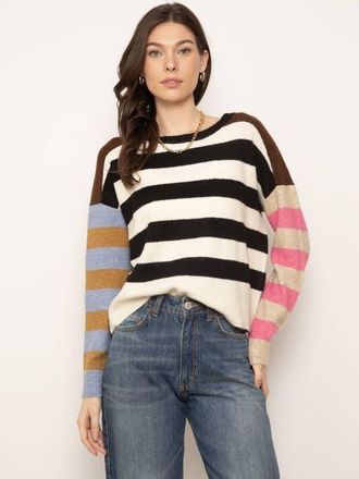 Central Park West Deacon Striped Crew in Multi at Nordstrom, Size Medium