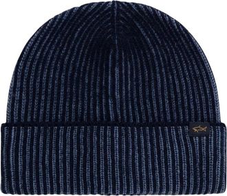 Paul & Shark Gebreide muts met strepen - Heren - Hoeden - Blauw - ONE Size - Wol - Accessoires