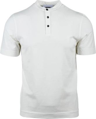 Alpha Studio White Cotton Elastane Serafino T-shirt