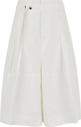 Bottega Veneta Compact Katoenen Toile Culotte - Dames - Korte Broeken - Wit - XS - Katoen - Korte Broeken