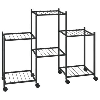 vidaXL Vidaxl - Soporte Para Flores Con Ruedas Hierro Negro 83x25x63,5 Cm
