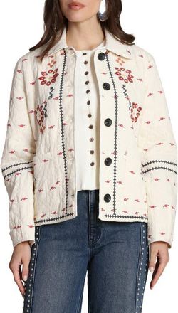 Avec Les Filles Embroidered Quilted Cotton Jacket in Cream Floral at Nordstrom, Size X-Large