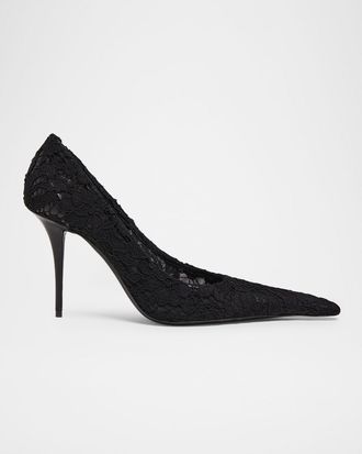 Saint Laurent 95mm Thierry Floral Lace Pumps