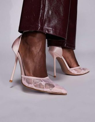 Simmi London Simmi London - Deena - Scarpe con tacco rosa in pizzo