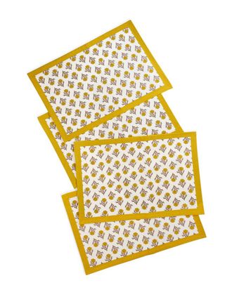 Tiramisu Set Of 4 Golden Marigold Block Print Placemats