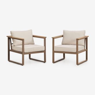 Sklum Sklum - Pack De 2 Sillones De Jard&iacute;n En Aluminio Y Madera De Acacia Lipov
