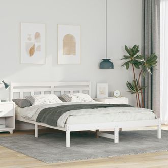 Berkfield Home with Headboard White 140 x 200 cm Solid pine wood