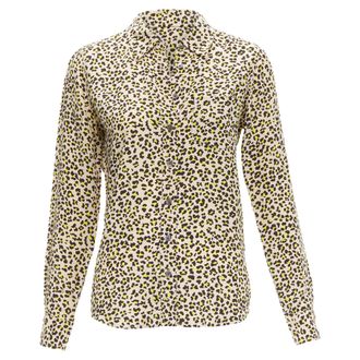 Equipment silk leopard print long sleeve shirt