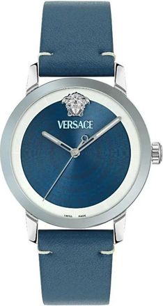 Versace Horloges - Heren - Horloges - Blauw - ONE Size - Leer - Accessoires
