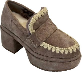 Mou Womens Platform Suede Loafer In Elephant Grey