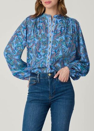 Shoshanna Cameron Pelotas Border Paisley Top in Blue Multi at Nordstrom, Size X-Small