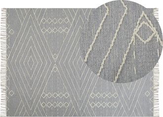 Beliani Beliani - Alfombra De Algod&oacute;n Gris Claro Blanco Crema 140 X 200 Cm Geom&eacute;trico Khenifra