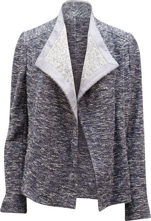 Vince Tweed Texture Open Drape Jacket in Blue Cotton