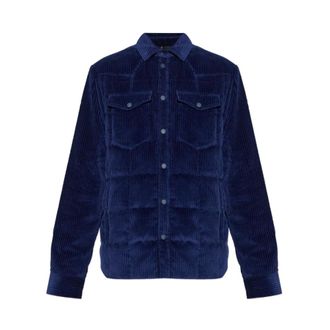 Moncler Gewatteerd overhemdjack - Heren - Jassen - Blauw - Maat: M Katoen