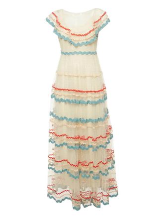 Valentino Jurk met tulen ruches - Beige