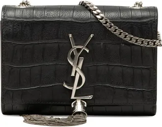 Saint Laurent Pre-owned Saint Laurent Small Croc Embossed Leather Monogram Kate Tassel Crossbody Ladies 4LJCKBQQBR03Y88O