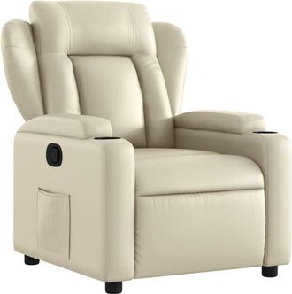 vidaXL Sill&oacute;n Reclinable De Cuero Sint&eacute;tico Crema Vidaxl