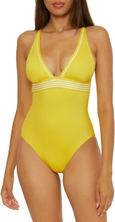 Trina Turk Monaco Plunge One-Piece Swimsuit in Desert Sun at Nordstrom, Size 14