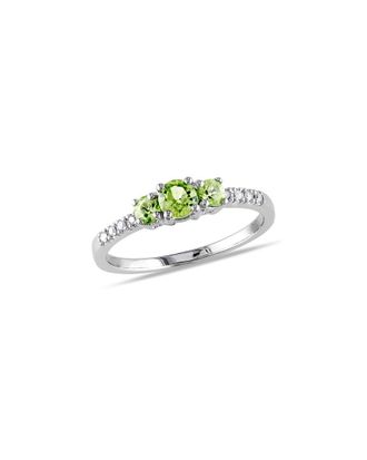 Rina Limor 10K 0.58 Ct. Tw. Diamond & Peridot Three-Stone Ring