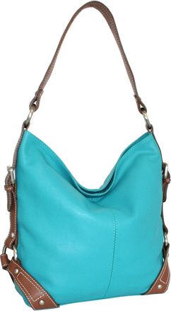 Nino Bossi Leather Bucket Bag in Turquoise