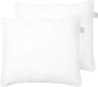 Beliani Beliani - Conjunto De 2 Almohadas Tradicional Funda De Microfibra Blanca Relleno De Poli&eacute;ster De Perfil Alto 80 X 80 Cm Errigal