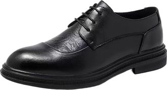 Generic Mens Breathable Oxford Dress Shoes with Cushion Support, Lightweight Rubber Sole for Office, Wedding and Casual Wear(Black,7.5 UK)
