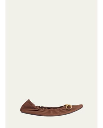 Gucci Ruched Suede Ballerina Flats
