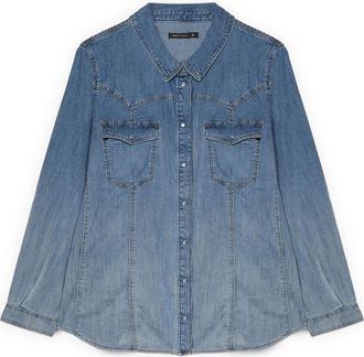 Fiorella Rubino Shirts - Dames - Spijkeroverhemden - Blauw - XL - Denim - Overhemden