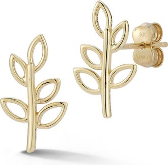 Ember Fine Jewelry 14K Gold Leaf Studs