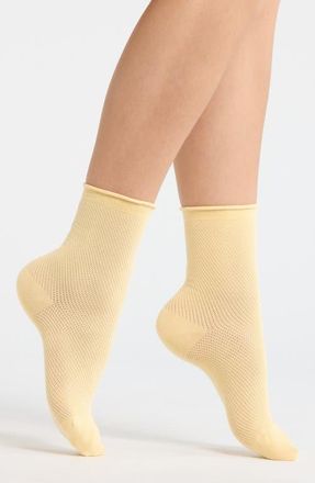 Casa Clara Love Rivi Pointelle Knit Crew Socks in Yellow at Nordstrom