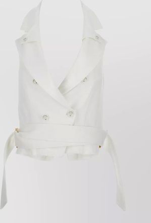 Elisabetta Franchi belted double breasted sleeveless tailored top