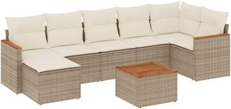 vidaXL Vidaxl - Juego De Sof&aacute;s De Jard&iacute;n Con Cojines Beige 8 Pzas Rat&aacute;n Pe