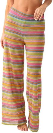 PQ Swim Meg Stripe High Waist Cover-Up Pants in Rainbow at Nordstrom, Size X-Small