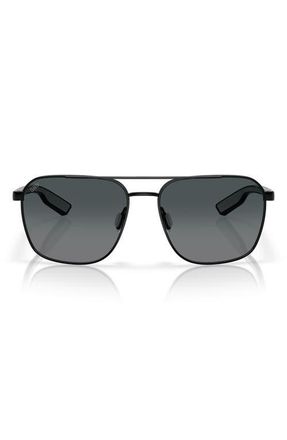 Costa 58mm Polarized Gradient Rectangular Sunglasses in Black/Gray Gradient 580G at Nordstrom