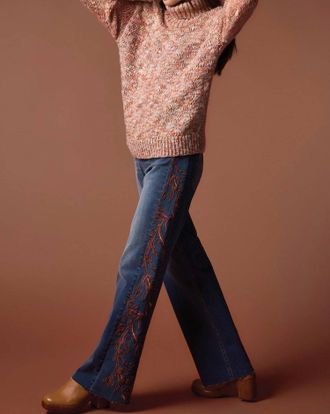 Tribal T Neck Sweater In Apricot Mist