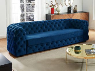 Vente-Unique Divano 3 posti Chesterfield in velluto blu notte - STANLEY